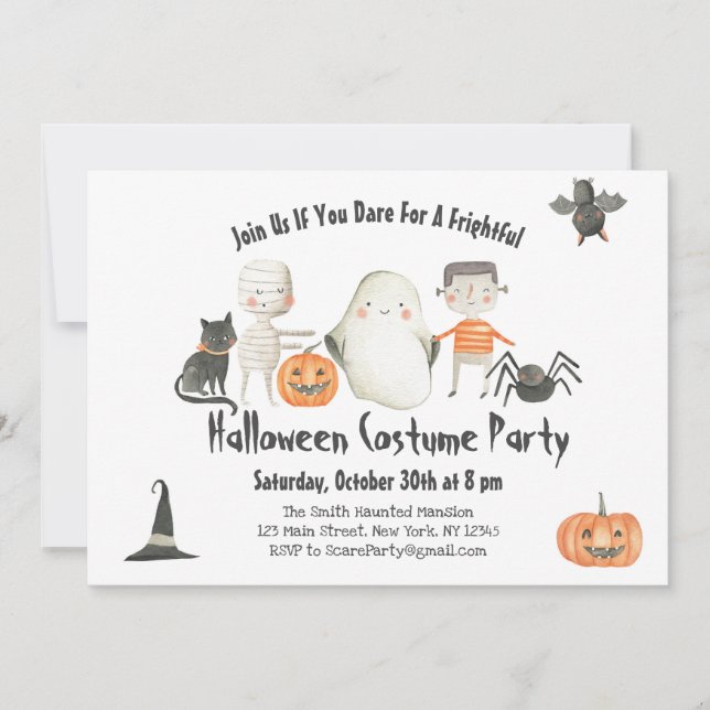 Halloween Boo Bash-inbjudan-Kostymfest-Skrämmande Inbjudningar (Framsida)