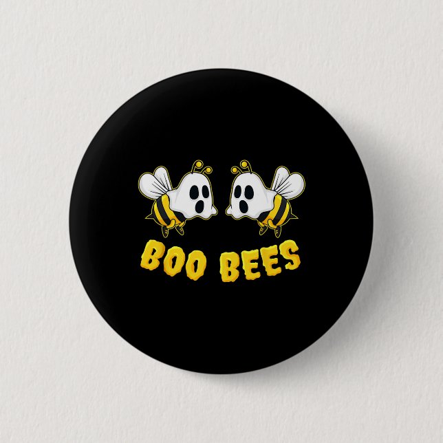 Halloween Boo Bees Matching Par Roligt Knapp (Framsida)