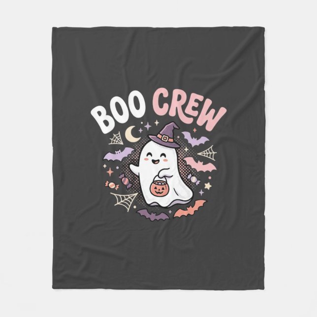 Halloween Boo Besättning Spöke Fleecefilt (Framsidan)