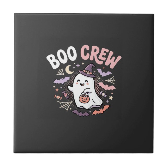 Halloween Boo Besättning Spöke Kakelplatta (Framsidan)