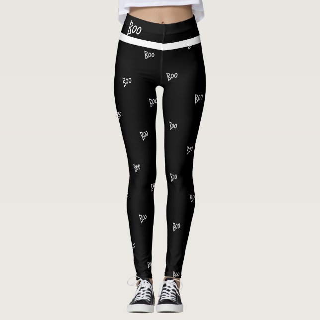 Halloween boo black and white leggings (Framsida)
