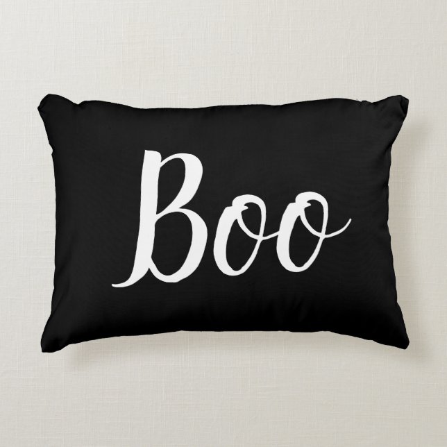 Halloween Boo Black White accent Pillow Prydnadskudde (Framsidan)