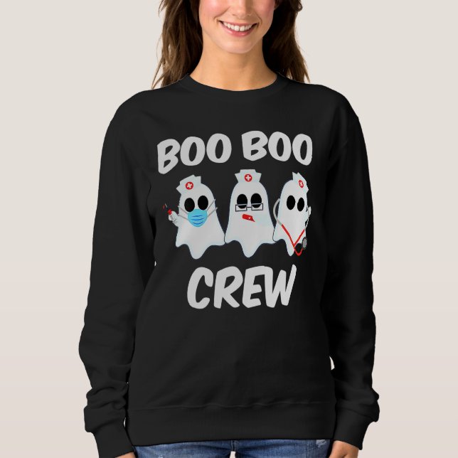 Halloween Boo Boo Crew Ghost Nurse Costume Rn Nurs T Shirt (Framsida)