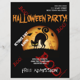 Halloween Boo Cat Fladdermus Party Announcement Fl Reklamblad