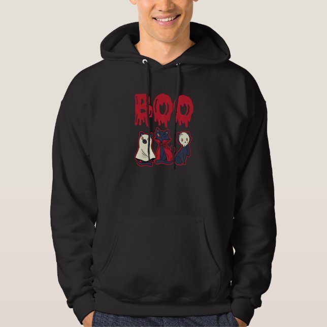 Halloween Boo Cats Halloween Hoodie (Framsida)