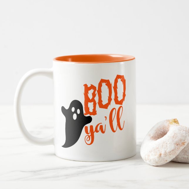 Halloween Boo Coffee Mug Två-Tonad Mugg (Med munk)