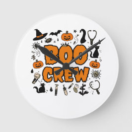 Halloween Boo Crew Clock - Spelande Ghost Home Dec Rund Klocka