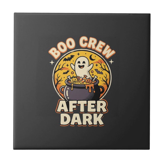 Halloween Boo Crew-märke Kakelplatta (Framsidan)