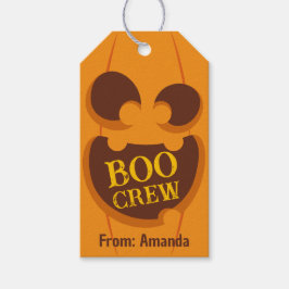 Halloween Boo Crew Pumpkin Spooky Retro Ansikte Presentetikett