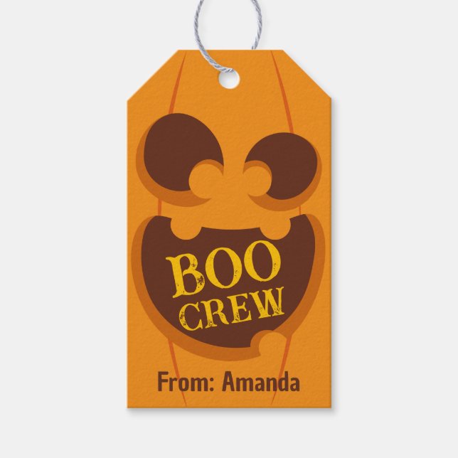 Halloween Boo Crew Pumpkin Spooky Retro Ansikte Presentetikett (Framsidan)