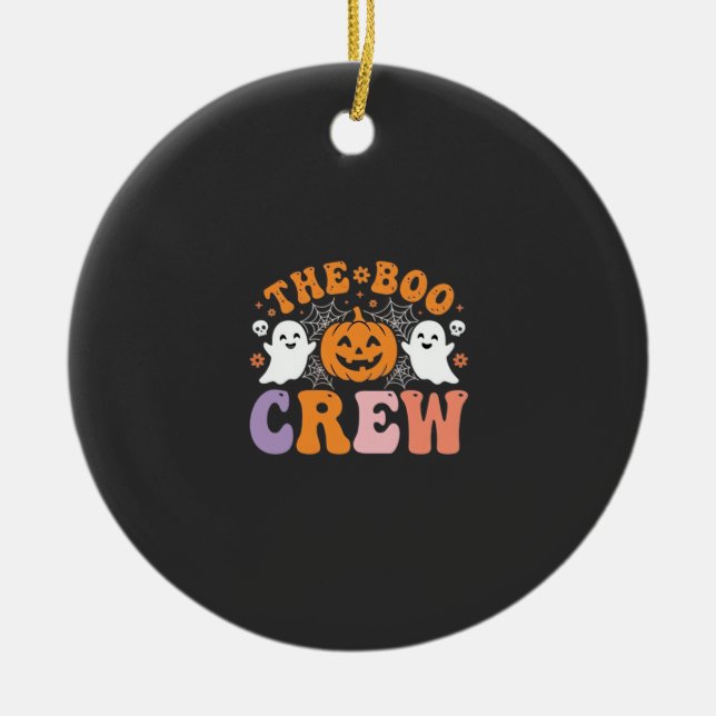 Halloween Boo Crew Spökpumpa Design_1 Julgransprydnad Keramik (Framsidan)