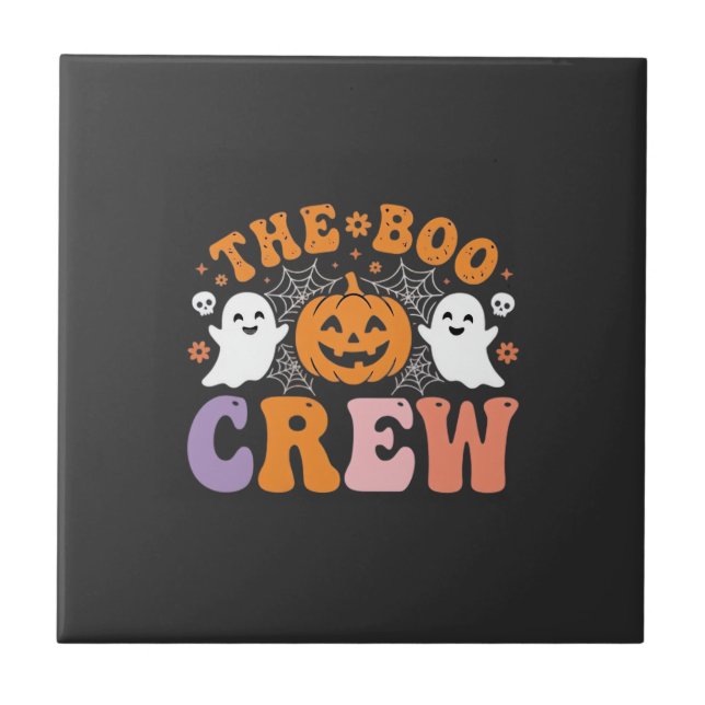 Halloween Boo Crew Spökpumpa Design_1 Kakelplatta (Framsidan)