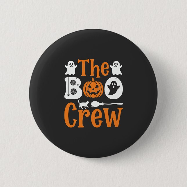 Halloween Boo Crew Spökpumpa Kattdesign Knapp (Framsida)