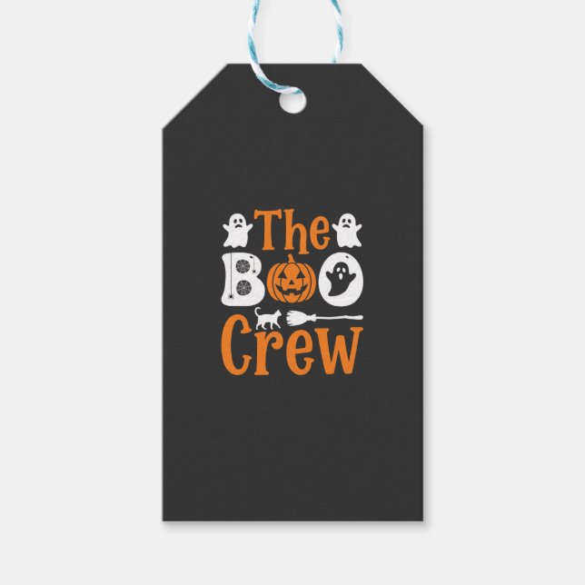 Halloween Boo Crew Spökpumpa Kattdesign Presentetikett (Framsidan)