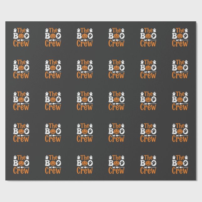 Halloween Boo Crew Spökpumpa Kattdesign Presentpapper (Platt)