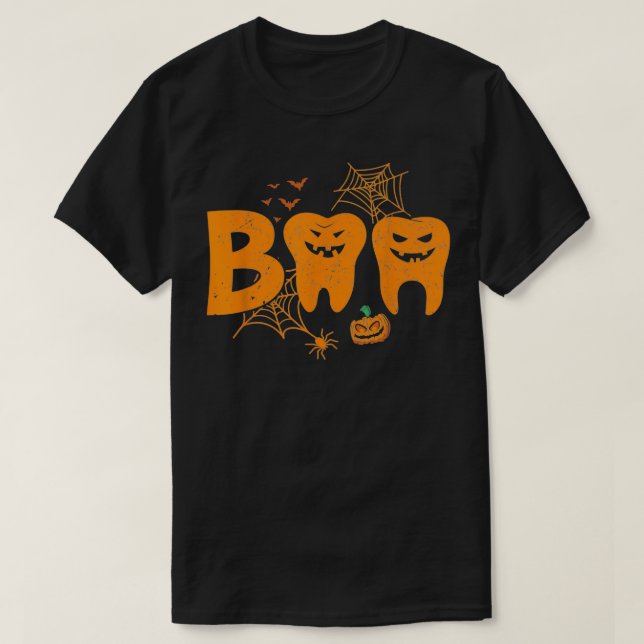 Halloween Boo Dentist Pumpkin Costume Dental Assis T Shirt (Design framsida)