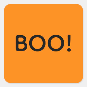 Halloween BOO! Enkel typografi Gift Treat Bag Fyrkantigt Klistermärke