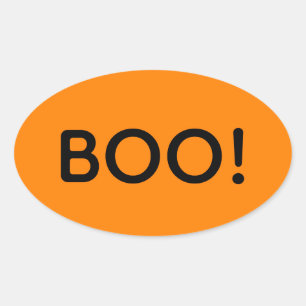 Halloween BOO! Enkel typografi Gift Treat Bag Ovalt Klistermärke