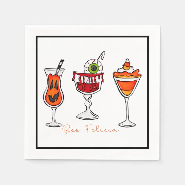 Halloween Boo Felicia Funny Drinks Cocktail Pappersservett (Framsidan)