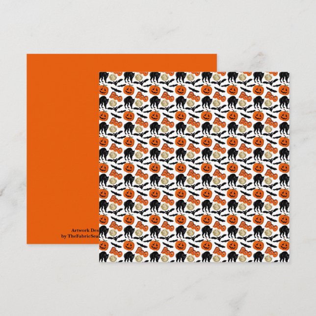 Halloween Boo Fladdermus-klumpkin och Måne Tecknin Kort (Fram/baksida)