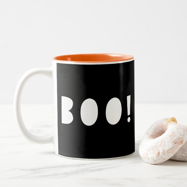 Halloween Boo Gholyst Spooky Orange Black Två-Tonad Mugg (Med munk)