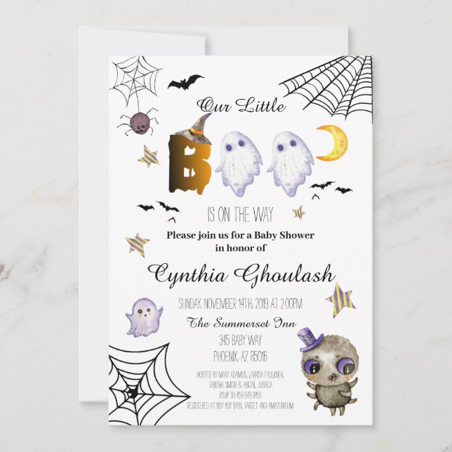 Halloween Boo Ghost Baby Shower Inbjudningar (Framsida)