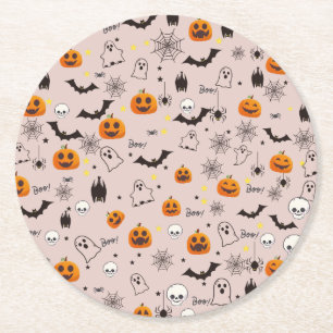 Halloween Boo Ghost Cute Underlägg Papper Rund