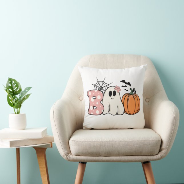 Halloween Boo Ghost Pumpkin Fladdermöss Cobweb Kudde (Stol)