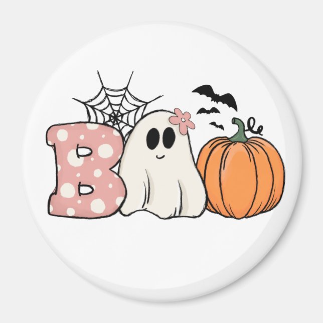 Halloween Boo Ghost Pumpkin Fladdermöss Cobweb Magnet (Framsidan)
