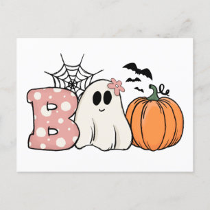 Halloween Boo Ghost Pumpkin Fladdermöss Cobweb Vykort