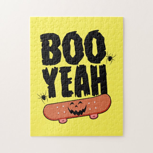 Halloween Boo Ja Skateboard Birthday Pussel (Vertikal)