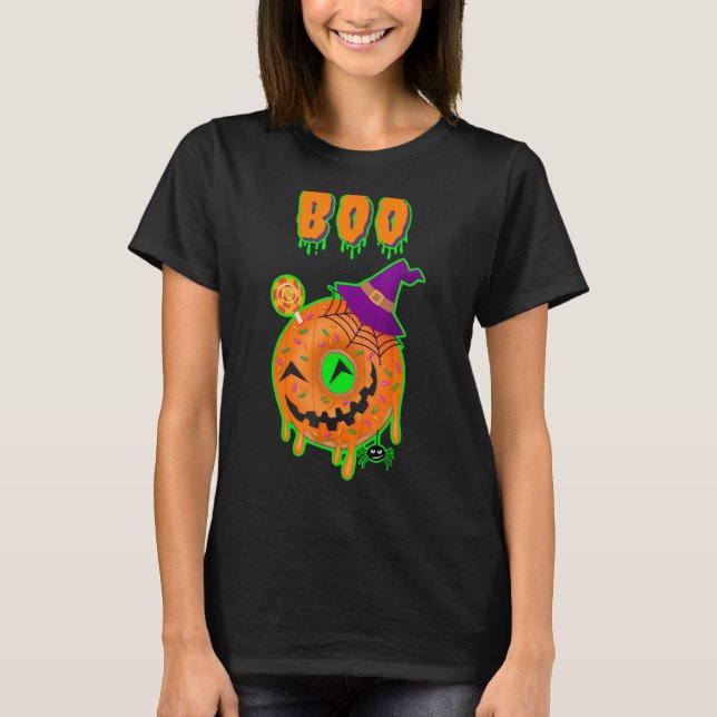 Halloween Boo Jack O'Lantern Ansikte Pumpkin Ghost T Shirt (Framsida)