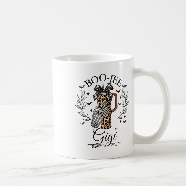 Halloween Boo Jee Gigi Hand Skeleton Funny Spooky Kaffemugg (Höger)