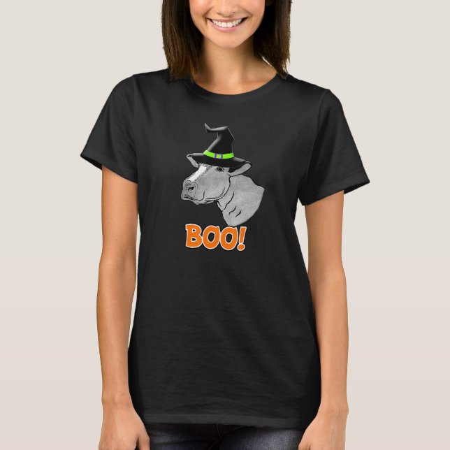 Halloween Boo Kviga Ko T Shirt (Framsida)