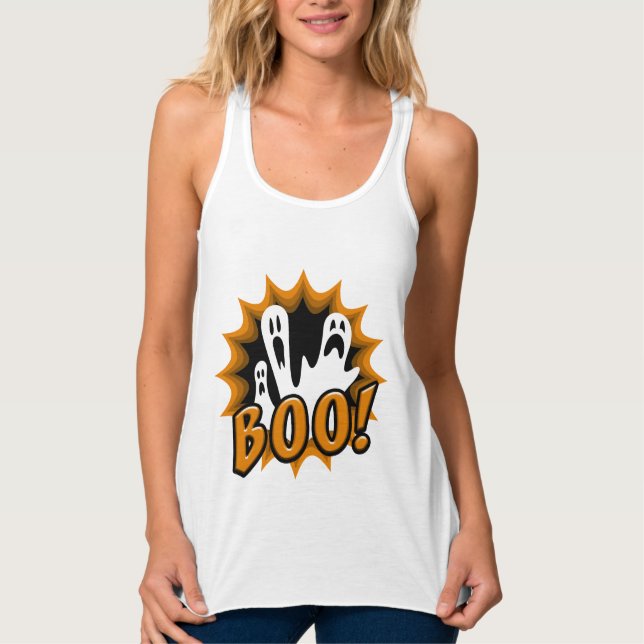 Halloween Boo! Linne Med Racerback (Framsida)