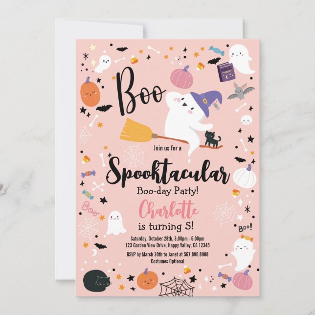 Halloween Boo Little Ghost Girl Födelsedagsfest (Framsida)