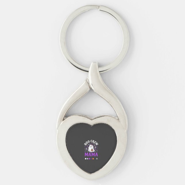 Halloween Boo Mamma Magi Twisted Heart Silverfärgad Nyckelring (Framsidan)