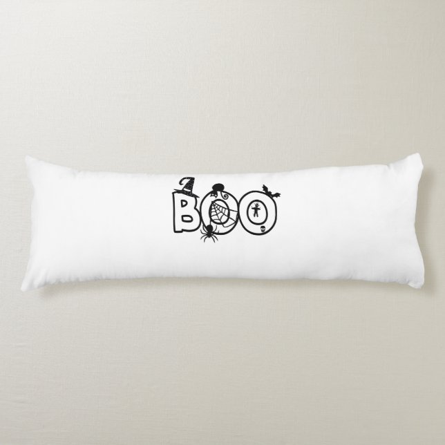 Halloween Boo med Witches Hat Black Cat Spider Kroppskudde (Framsidan)