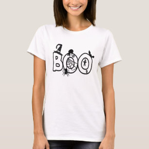 Halloween Boo med Witches Hat Black Cat Spider T Shirt