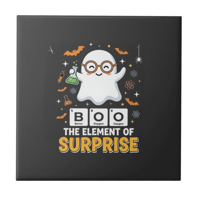 Halloween Boo Överraskningselement Spökdesign_1 Kakelplatta (Framsidan)