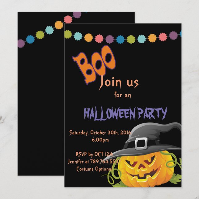 Halloween Boo party Inbjudningar (Fram/baksida)