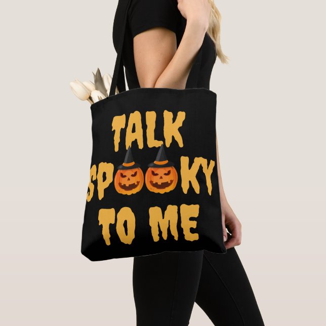 Halloween Boo Pumpkin prata med mig Tygkasse (Närbild)