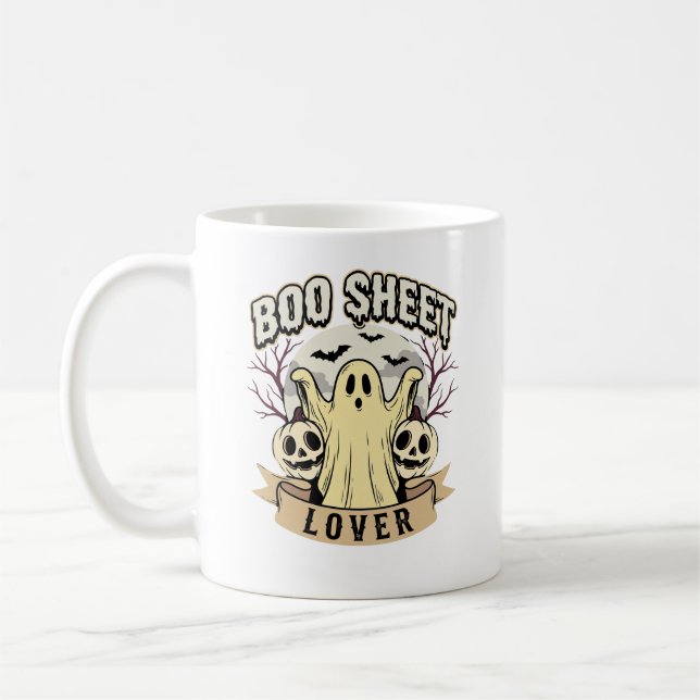 Halloween Boo Sheet Älskare Ghost Moon Kaffemugg (Vänster)