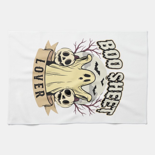 Halloween Boo Sheet Älskare Ghost Moon Kökshandduk (Horisontell)