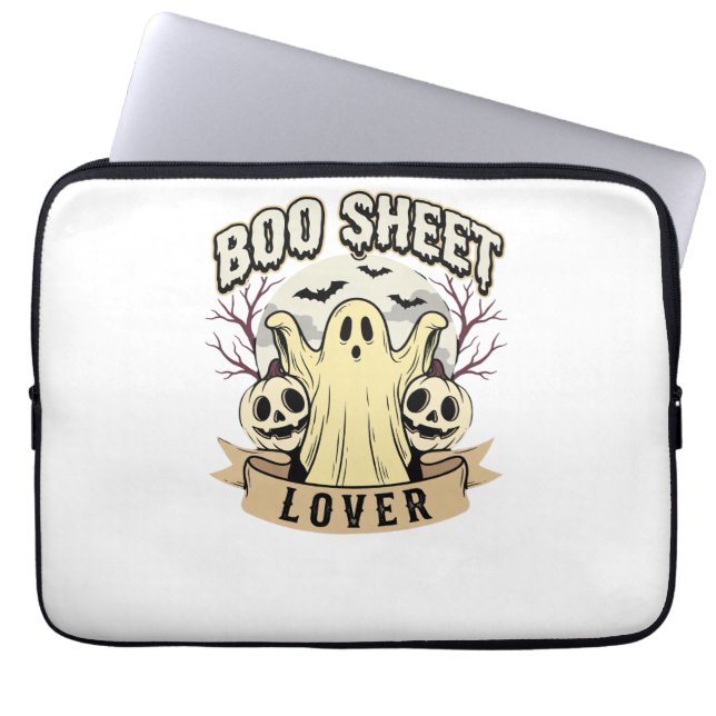 Halloween Boo Sheet Älskare Ghost Moon Laptop Fodral (Framsidan)