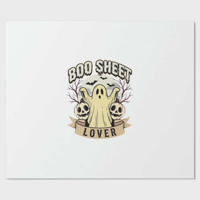 Halloween Boo Sheet Älskare Ghost Moon Presentpapper (Platt)