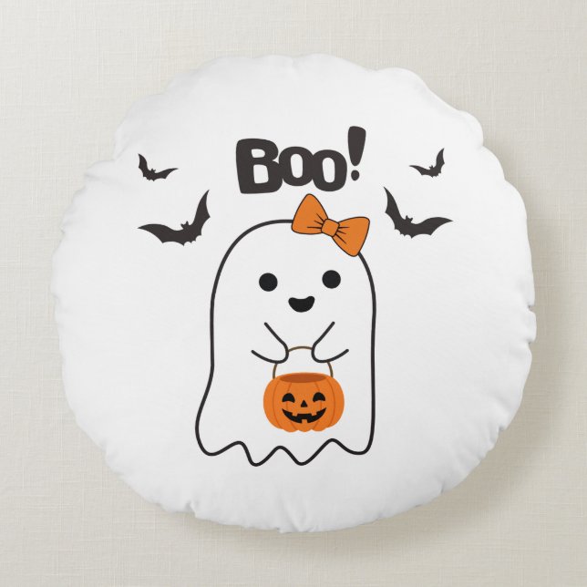Halloween Boo-shopping Rund Kudde (Framsidan)