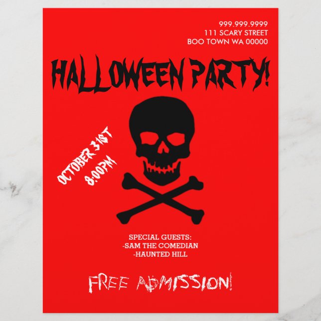 Halloween Boo Skalle Part Annons Flyer (Framsidan)