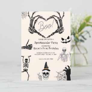 Halloween Boo Skeleton Birthday Inbjudningar