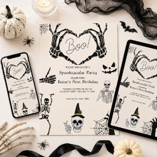 Halloween Boo Skelett Födelsedag Inbjudningar